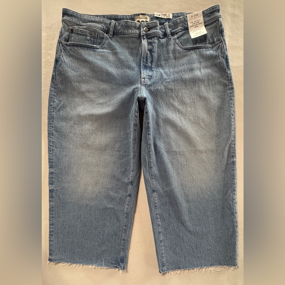 Madewell NT157 The Perfect Vintage Wide-Leg Crop Jeans Hallstead Wash (24W) - Picture 3 of 17